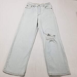 Levis Premium Jeans Womens 28 Ribcage Straight Ankle High Rise Button Fly Light